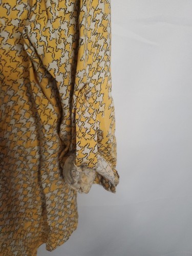 a.n.a Blouse Women's Size Large Yellow Roll Tab Sleeve - Picture 9 of 20