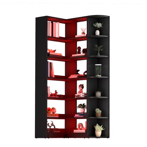 6 Tier Corner Bookcase Bookshelf Wooden Storage Display Rack Home Living Room - Picture 7 of 11
