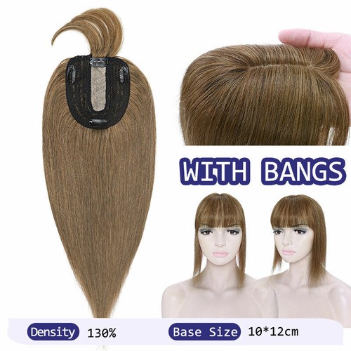 Women 100% Remy Human Hair Topper Toupee Hairpiece Wigs Clip In Silk Base Wiglet - Picture 35 of 41