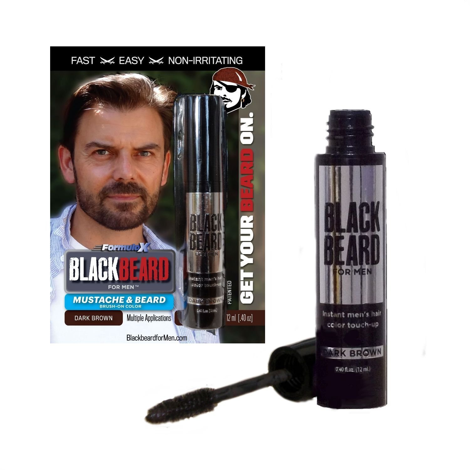 DARK BROWN Blackbeard for Men Mens Hair Colour Mascara Beard Moustache