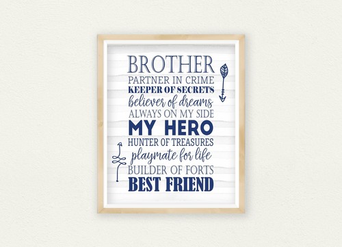 Bruder Schild Geschenk, Jungenzimmer Deko, Bruder Zitate, Kinderzimmer Wandbild Wohndeko - Bild 1 von 5