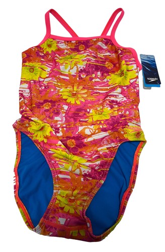 SPEEDO Pro LT One Piece Swimsuit Womens SIZE 30 pink flowers NEW TAGS NWT BLUE - Picture 1 of 5