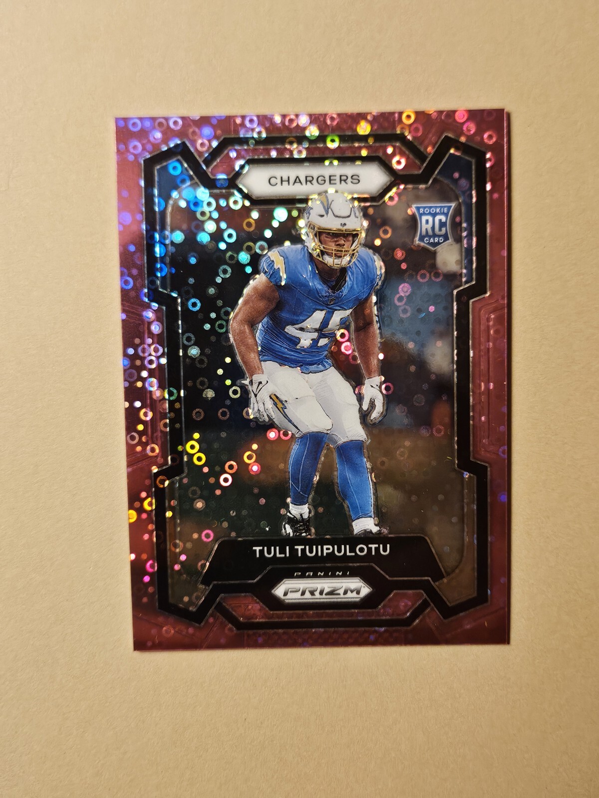 2023 Panini Prizm Prizms No Huddle Pink #354 Tuli Tuipulotu /15 Chargers