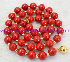 8mm Natural Red South Sea Coral Round Gemstone Beads Jewelry Necklace 18 Inch
