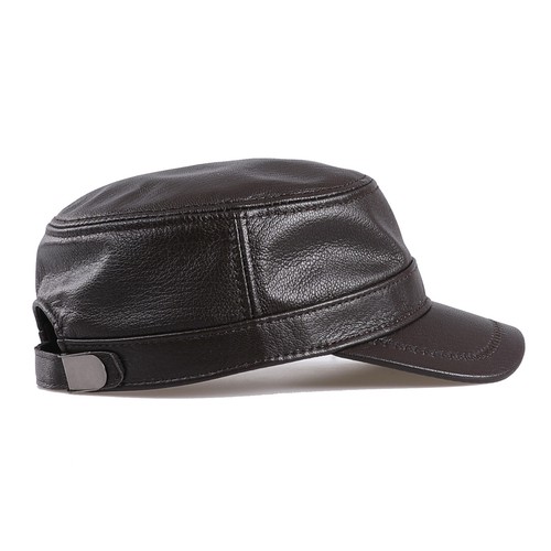 Men's Flat Top Cap Real Sheepskin Leather Military Style Caps Cadet Army Hats - 第 22/64 張圖片
