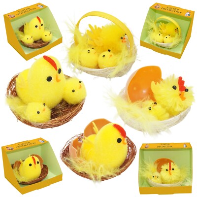Osterdeko Chenille Küken in Nestern, Kinder Basteln, Eiersuche Geschenk