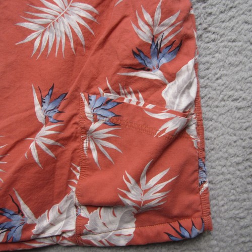 California Cowboy Hemd Herren XS Orange Knopfleiste Sherpa Liend Hawaii Blumen - Bild 11 von 13