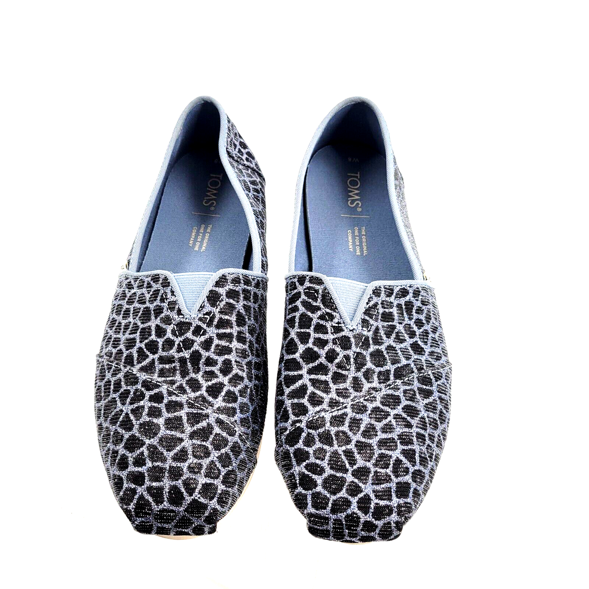 Toms Womans Alpargata Citadel Blue Animal Print Glitter size