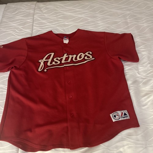Vintage Majestic MLB Houston Astros Red Button Up Jersey 2XL - Picture 4 of 22