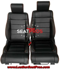 Katzkin Leather Seat Covers for 2011-12 Jeep Wrangler 4 Door Black Red Stitch
