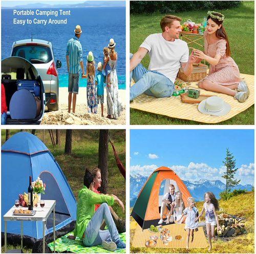 Pop Up Camping Tent Instant Setup Waterproof w/ Picnic Mat Outdoor Travel Beach - Picture 7 of 12