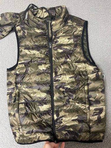NWT Club Room Down Packable Full Zip Men's Vest Jacket green camo mens small - Picture 1 of 5