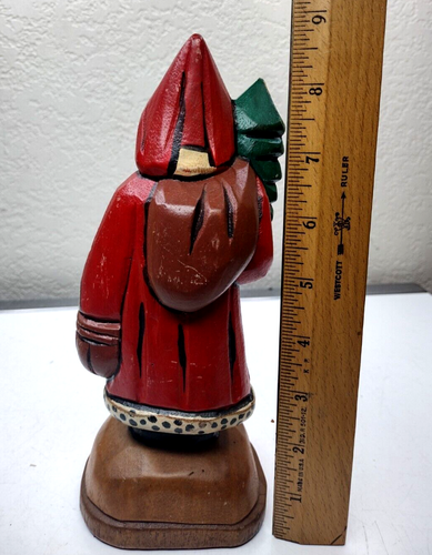 Vintage Wooden Santa Claus Old Style Traditional Christmas Handmade Decoration - Picture 2 of 6