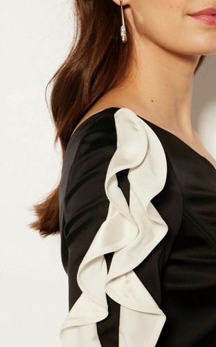 Rrp Sz noir Robe Millen volants Karen 199 £ asymétrique satin 10 en à Nouveau Uk 7xTAzWT5