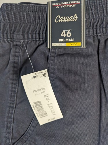 Clearance- Size 46 Big Roundtree & Yorke Cargo Shorts Cotton (7" Inseam) Navy - Picture 10 of 10
