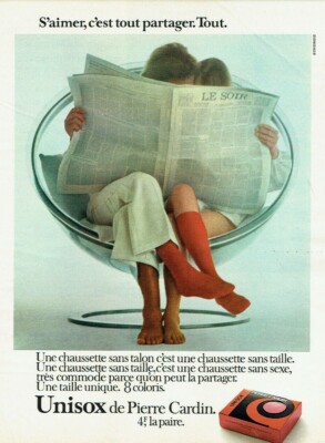 Advertising 1120 1972 Socks Unisox Pierre Cardin Love Everything