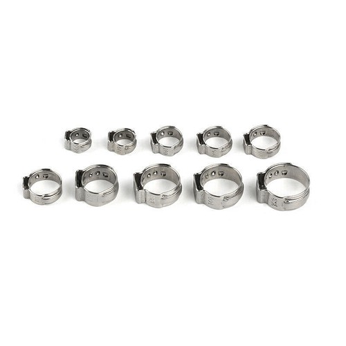 100 STCK. Verschiedene Schlauchklemmen Set Edelstahl Ohr Cinch Ringe Crimp Pinch Kit - Bild 8 von 10