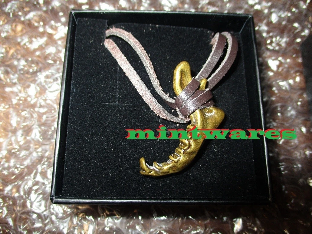 Dragon Age Solas Jawbone Zinc Antique Brass Pendant Faux Leather Necklace NEW