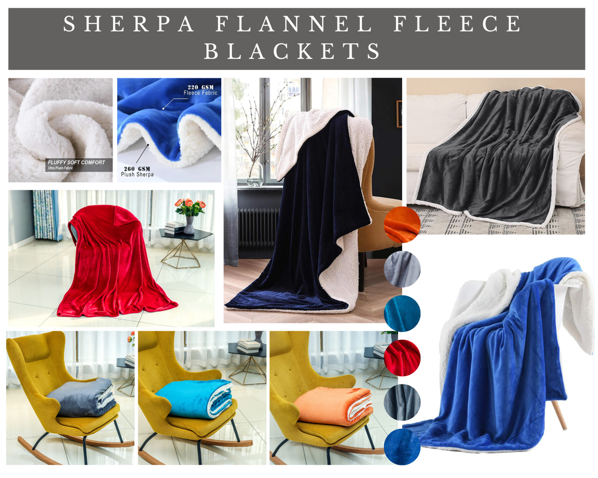 Reversible Sherpa Fleece Blanket Thick Mink Soft Warm Sofa Bed Flannel  Throws