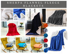Reversible Sherpa Fleece Blanket Thick Mink Soft Warm Sofa Bed Flannel Throws