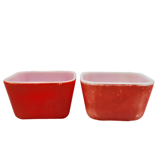Pyrex Refrigerator Storage Dish Red Fridgie 501-B Set Of 2 Read - Picture 1 of 10