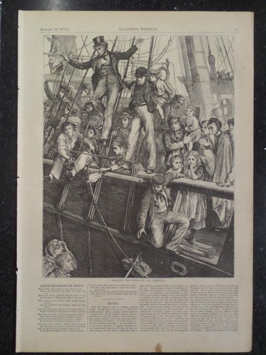 ENVÍO SALIENDO DE LA ANTIGUA INGLATERRA PARA AMÉRICA GRABADO HARPER'S SEMANAL 1870 - Imagen 2 de 2