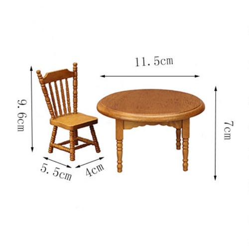 Dollhouse Miniature 1:12 Scale Round Table Chair Dining Room Furniture Accessory - Picture 3 of 12
