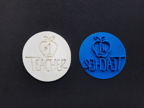 Number one Teacher Cookie Stamp Apple End of Year Thank You Gift  Fondant Emboss - Picture 2 of 3