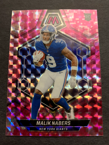 2024 Mosaic Football Malik Nabors RC PINK PRIZM #306 New York Giants - Picture 2 of 6