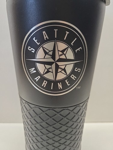 MLB Seattle Mariners Black Stealth Thermal Tumbler 24 oz with Rubber Grip - Picture 2 of 6