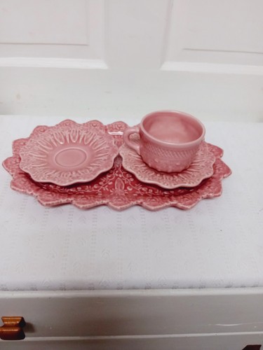 Pink Bordallo Pinheiro Portugal  4 Piece Ceramic Bundle  All Sold Together  - Picture 2 of 12