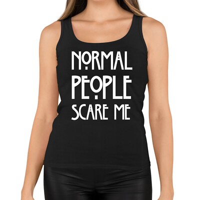 Womens Normal People Scare Me Slogan Vest Tank Top NEW UK 8-18 Womens Normal People Scare Me Slogan Vest Tank Top NEW UK 8-18