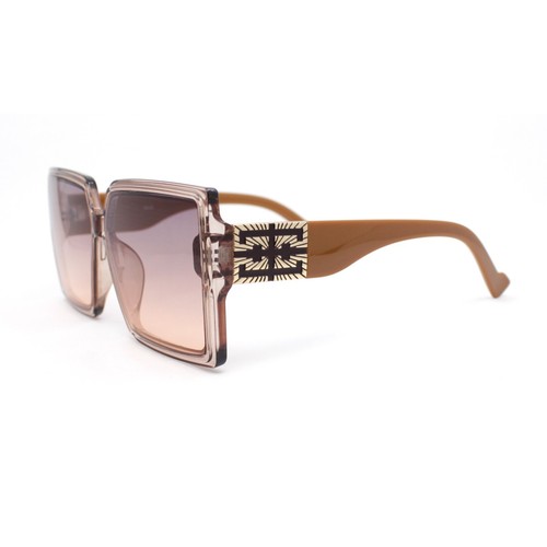 Womens Squared Inset Lens Rectangle Plastic Fashion Sunglasses - Picture 21 of 25