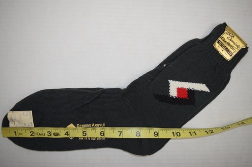 Vintage Socks Genuine Argyle 40s 50s Art Deco Green Red White Black 8.5 x 9" NWT - Picture 10 of 11