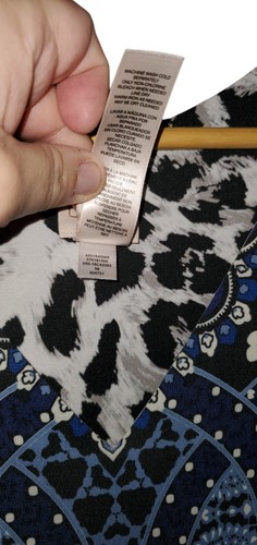 CHICO'S Size Med Sheath Dress Paisley Reversible Animal Print Mid Business Causa - Picture 9 of 13