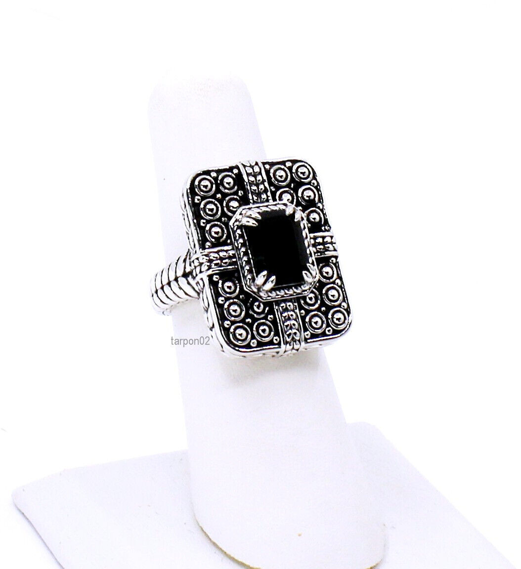 John Hardy JAI Black Spinel 2.80ct Tablet Textured Sterling John Hardy JAI Black Spinel 2.80ct Tablet Textured Sterling