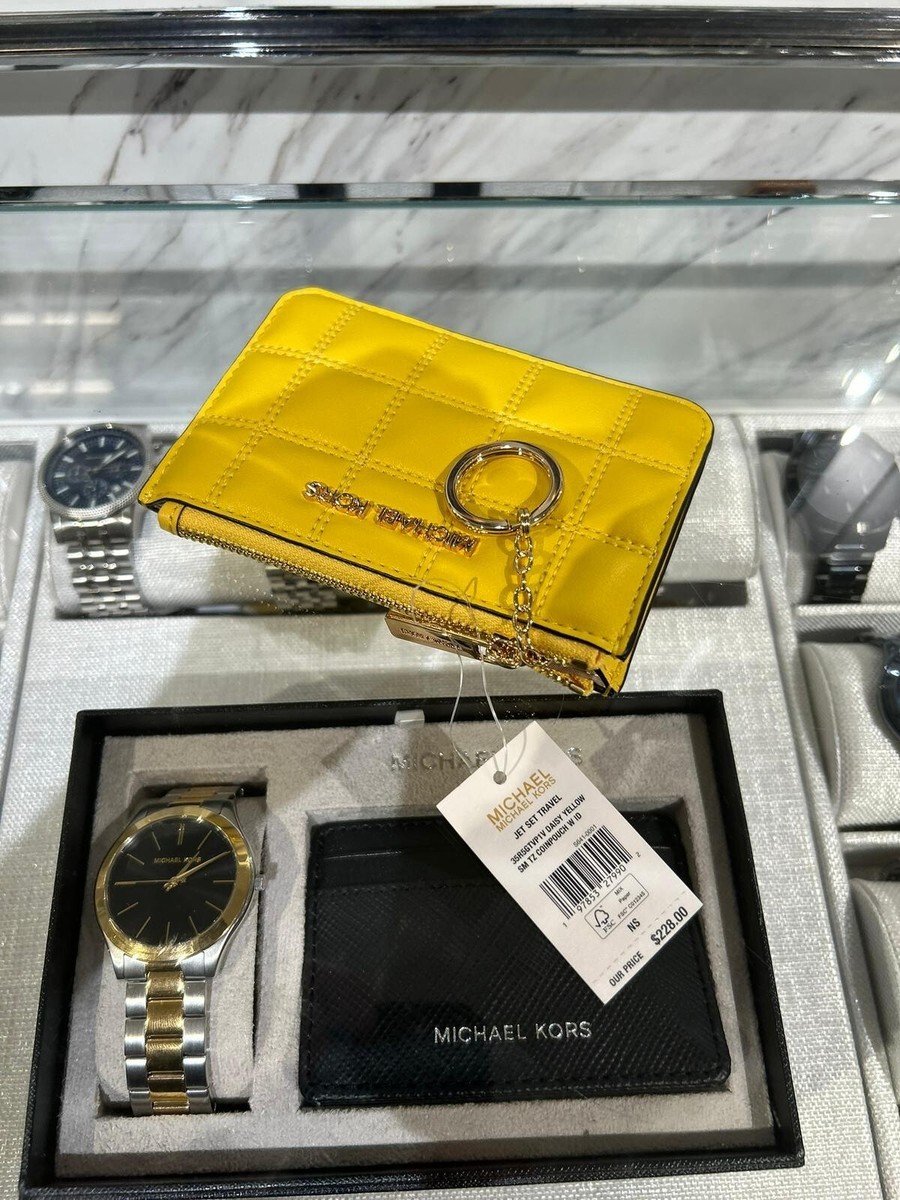 (マイケルコース) キーホルダー 36S5LCOK1U-DAISY YELLOW Michael Kors Jet Set Travel Coin Pouch Card Holder with