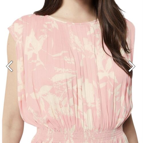 Witchery Pleated Print Midi Dress Size 16 Pink White - Picture 6 of 11