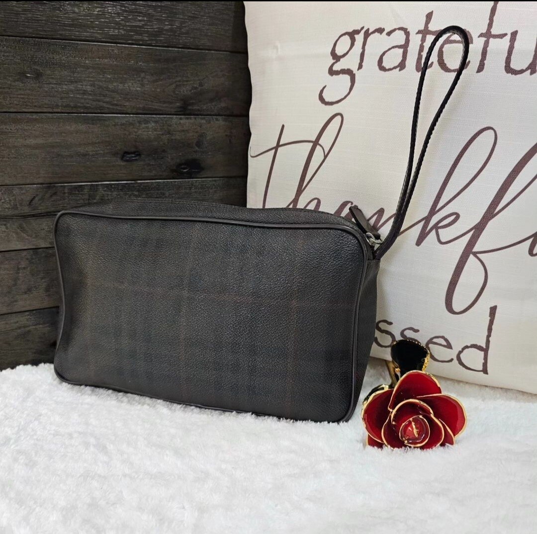 【バーバリー・BURBERRY】CLUTCHES Burberry clutch bag Brown Men's Fashion Authentic Vintage
