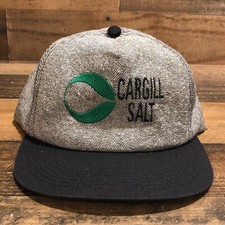Vintage Cargill Salt Hat Snapback Cap Men Gray Black K Products USA Made 90s