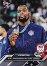 2024 Topps Now Olympics Kevin Durant #28 Fourth Gold Medal Cards In-Hand