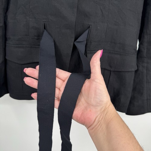 Talbots Linen 2-Button Blazer Womens 6P Belted Black Long Sleeve Pockets Office - Picture 6 of 9