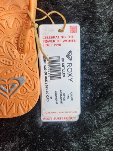 Roxy Girl's Antilles Flip Flop Sandals, US Little Kid Size 11, Tangerine, New! - Picture 6 of 10