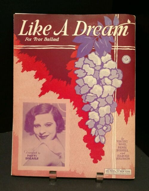 Like A Dream Sheet Music Fox Trot Ballad Piano Ukulele Lyrics 1930 Cover Art F1Q Like A Dream Sheet Music Fox Trot Ballad Piano Ukulele Lyrics 1930 Cover Art F1Q