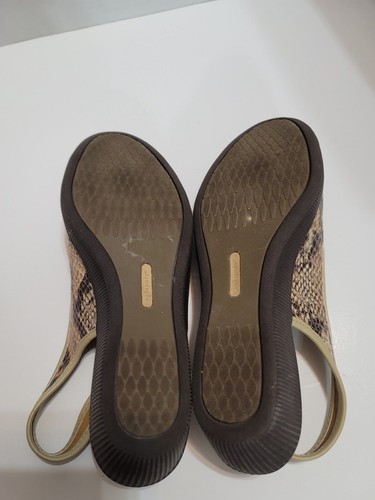 Softspots  Womens 7.5 M Slingback Heels Tan Black Snake Print  Wedge - Picture 5 of 6