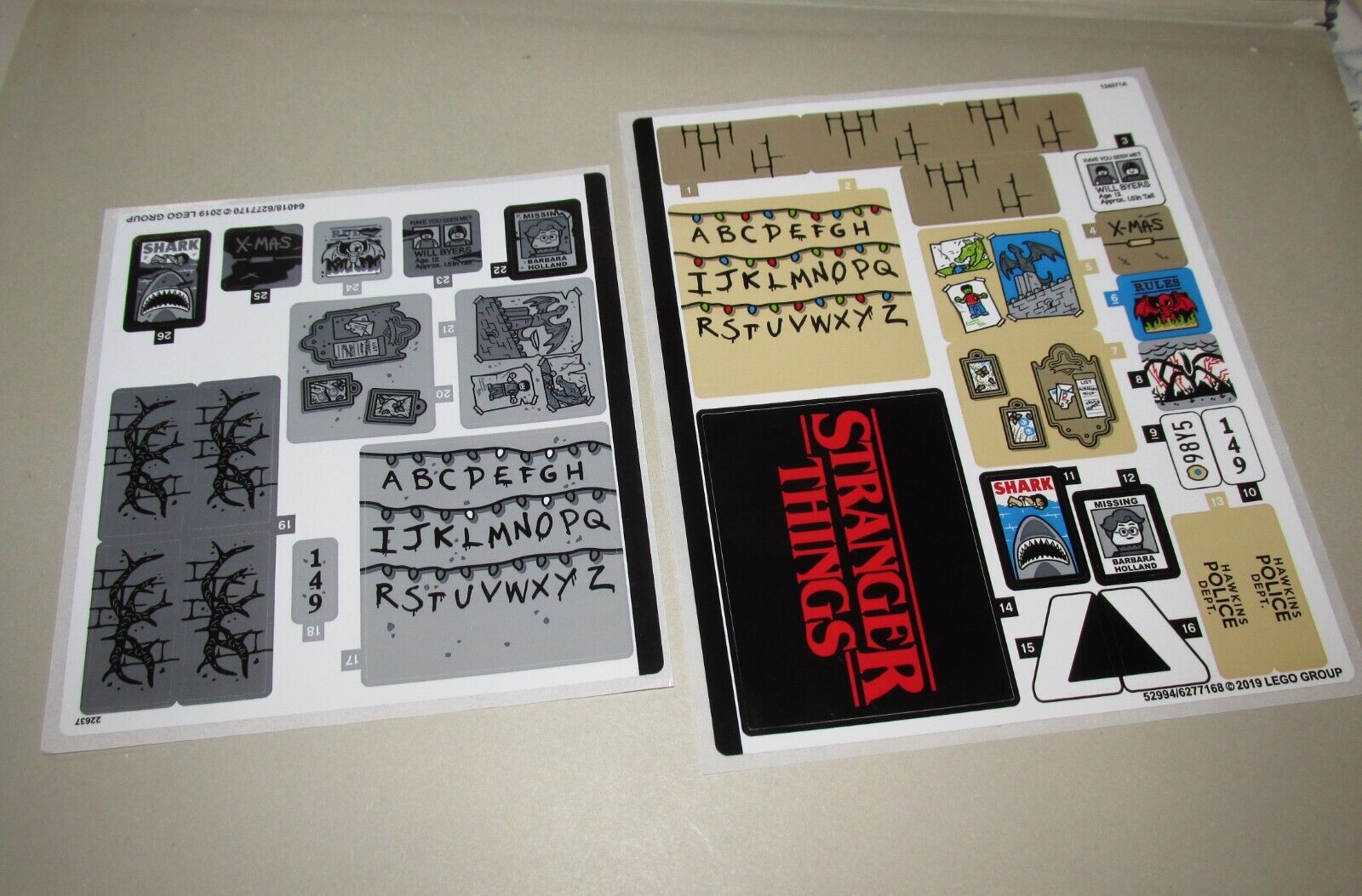 Lego Stranger Things Original Sticker Sheets from The Upside Down Set 75810