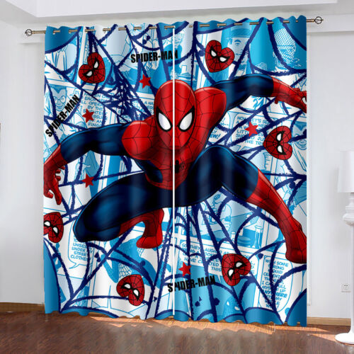 Kids Boys hero Spiderman Thick Blackout Curtains Thermal Ring Top Eyelet Gift l1 - Afbeelding 1 van 37