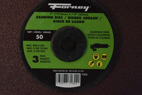 Lot of 9 Forney Sanding Discs 50 Grit 7" x 7/8" Aluminum Oxide Resin 71655 - Picture 6 of 7