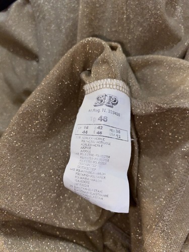 Special Occasion Oltre Large Top Gold Shimmering Poly/Elastane Knit V Neck Italy - Picture 8 of 12