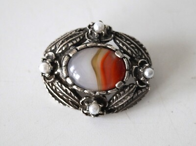 #ad #ad Vintage Metal Brooche MIRACLE Collectables 1970s Decorated Glass Pearls Gift GBP 25.00